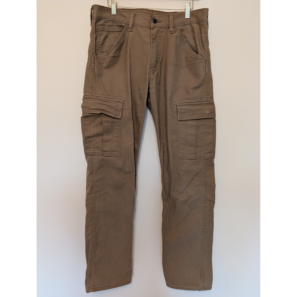 Levi's Workwear 505 Mens Canvas Cargo Pants Khaki W32 L34 Straight (fits 34x33)